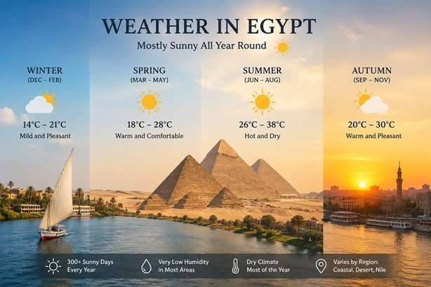 Weather in Egypt travel guide with the Pyramids of Giza