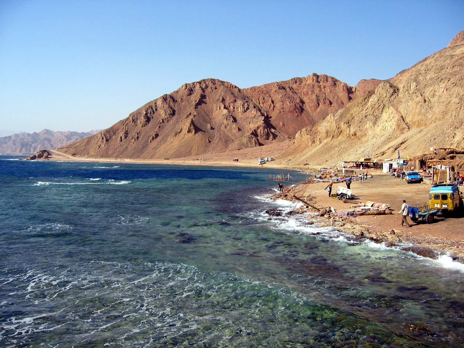Dahab Egypt Red Sea coast with Sinai mountains